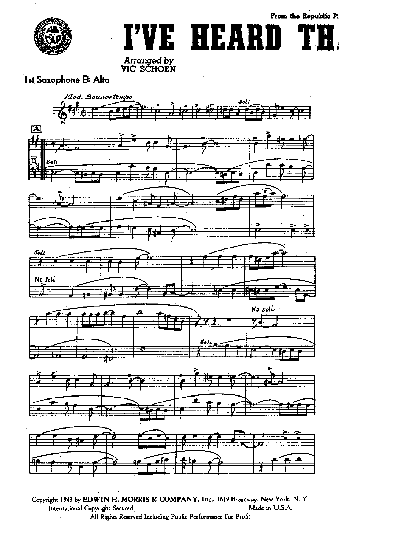 I've Heard That Song Before (V.Schoen) voc — sheet music preview