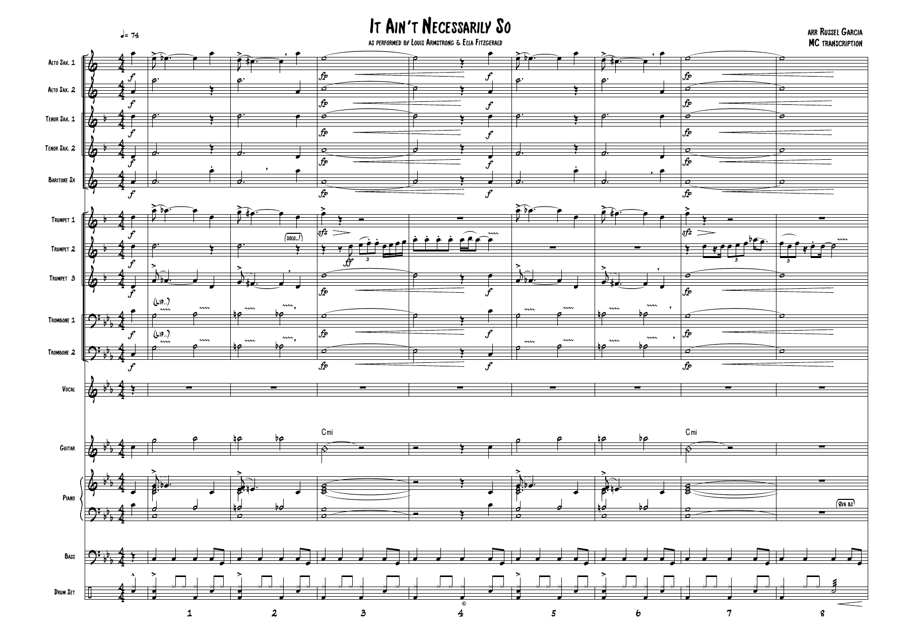 It Ain't Necessarily So (R.Garcia) Louis & Ella — sheet music preview