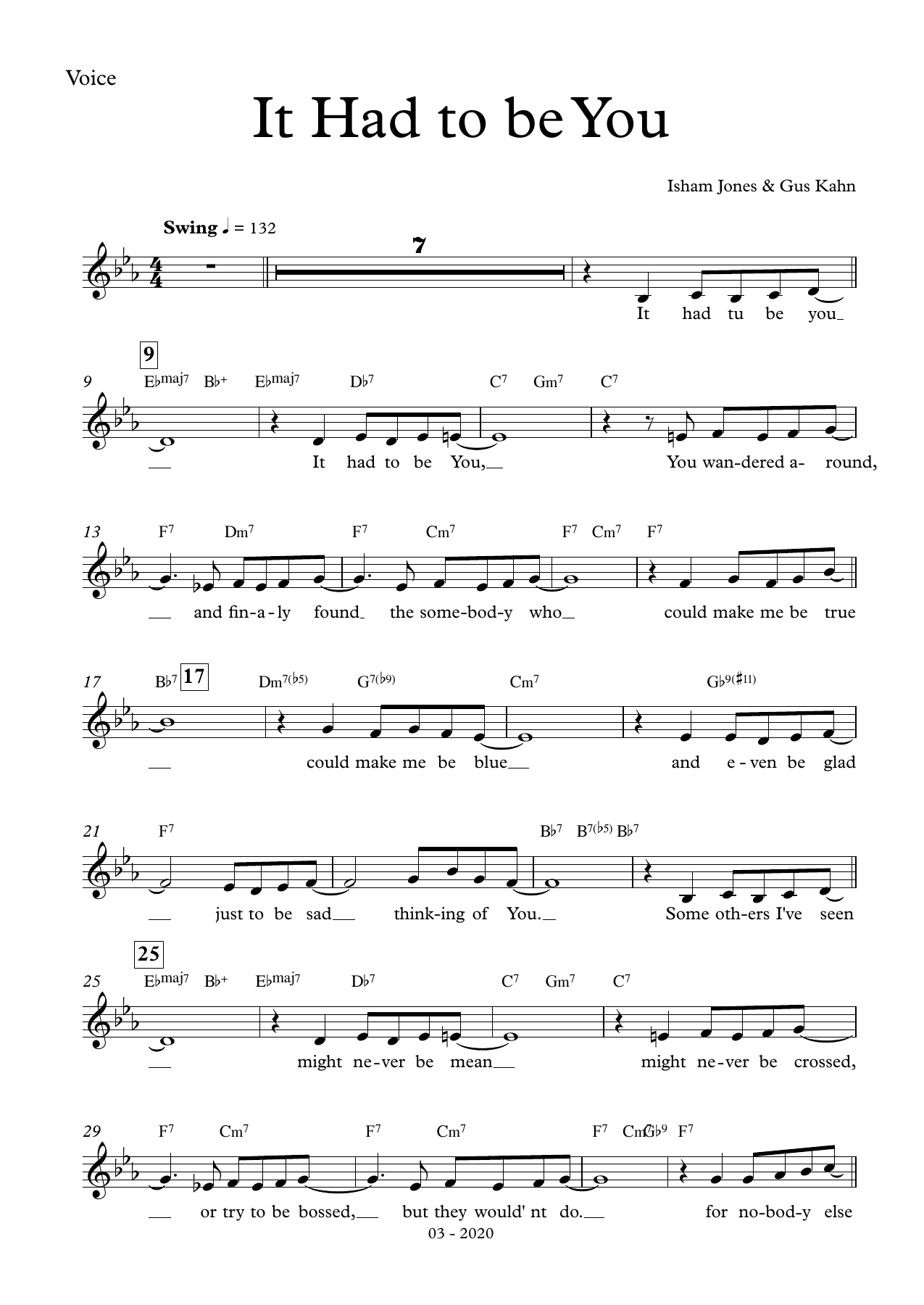 It Had To Be You.) Isham Jones) Vocal — sheet music preview