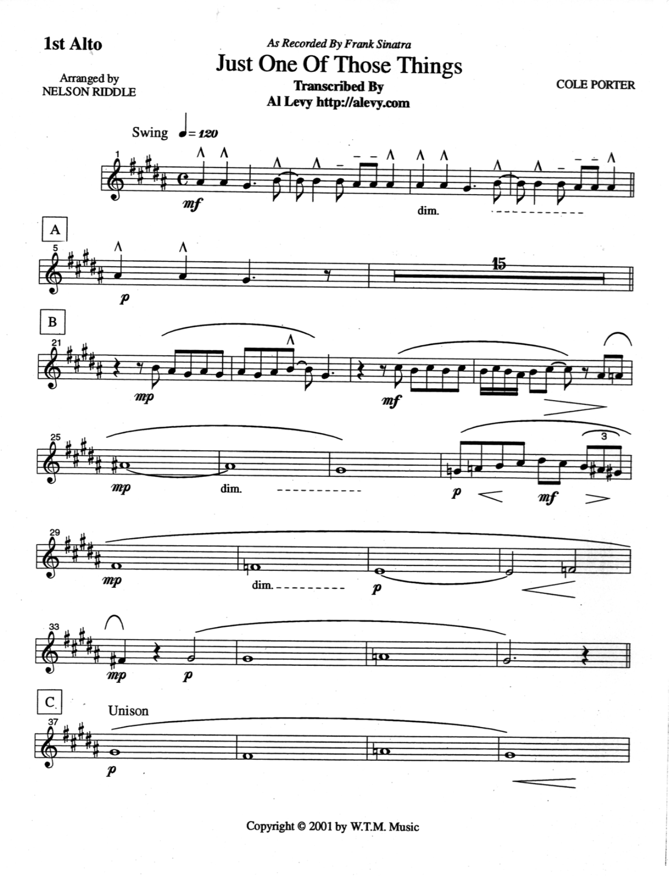 Just One Of Those Things (N.Riddle) F.Sinatra — sheet music preview