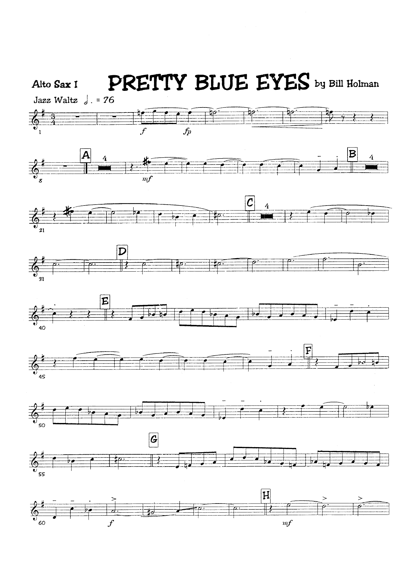 Pretty Blue Eyes (B.Holman) T.Gibbs — sheet music preview
