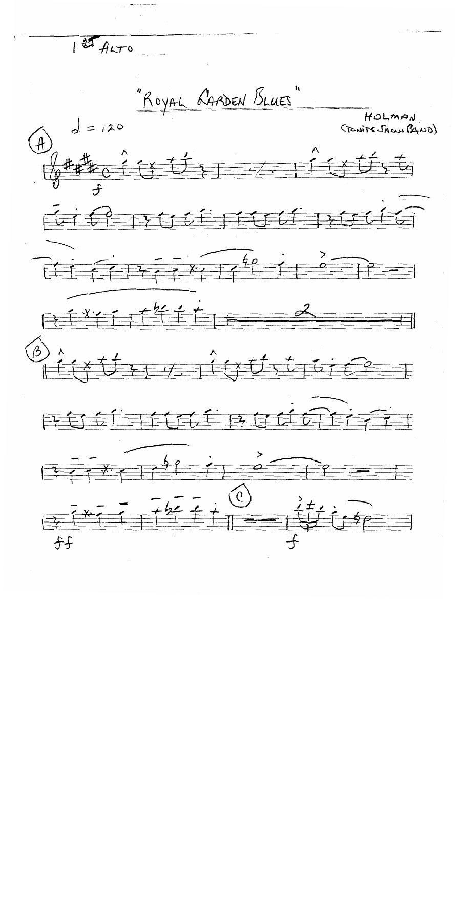 Royal Garden Blues (B.Holman) Tonight Show Band — sheet music preview