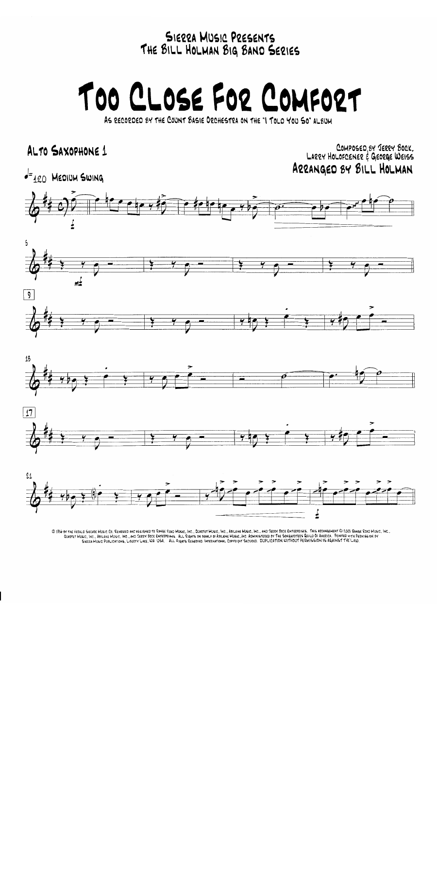 Too Close For Comfort (B.Holman) C.Basie — sheet music preview