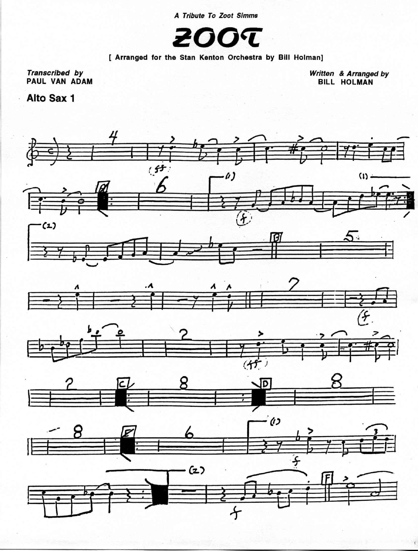 Zoot — sheet music preview