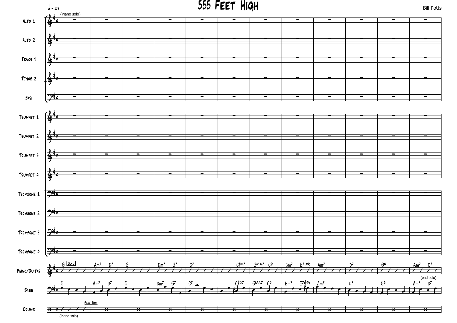 555 Feet High (Bill Potts) MP3 — sheet music preview