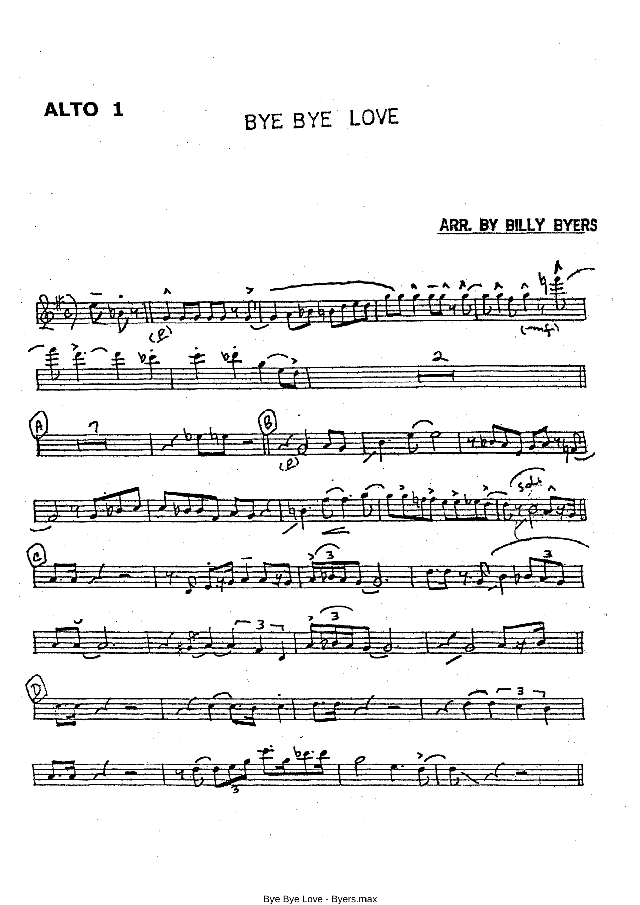Bye Bye Love (B.Byers) MP3 — sheet music preview