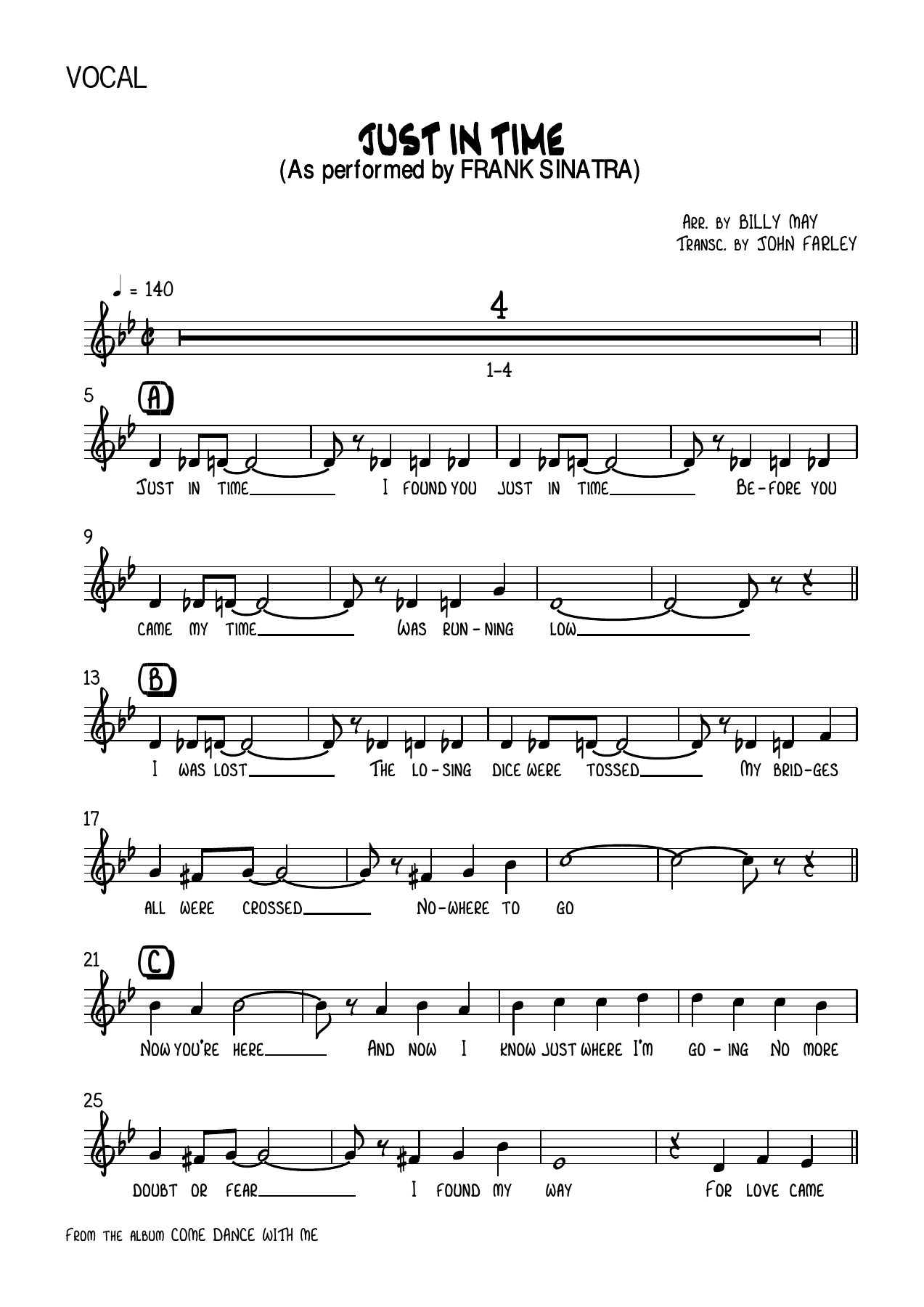 Just In Time — sheet music preview