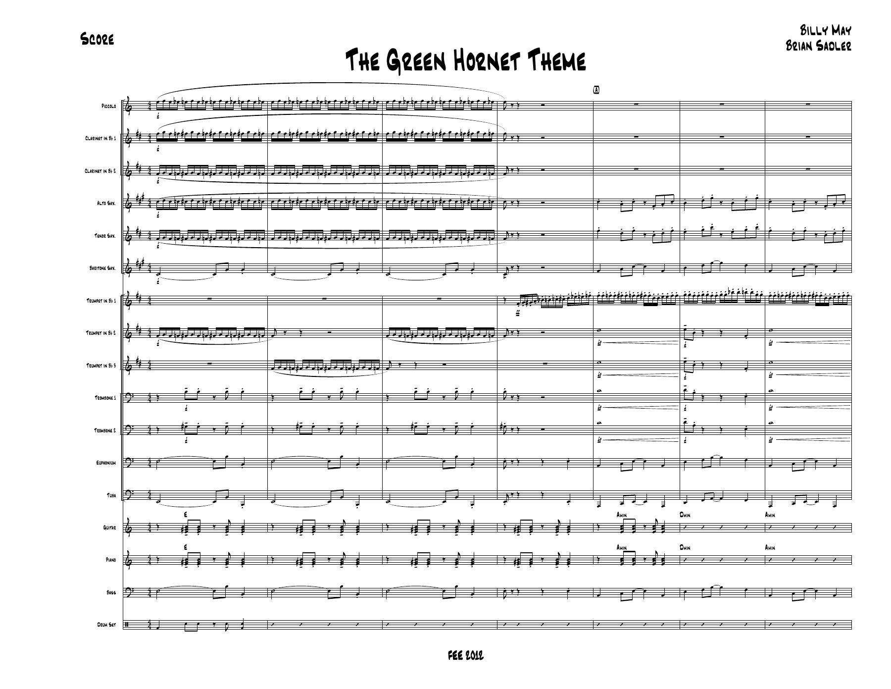 The Green Hornet Theme — sheet music preview