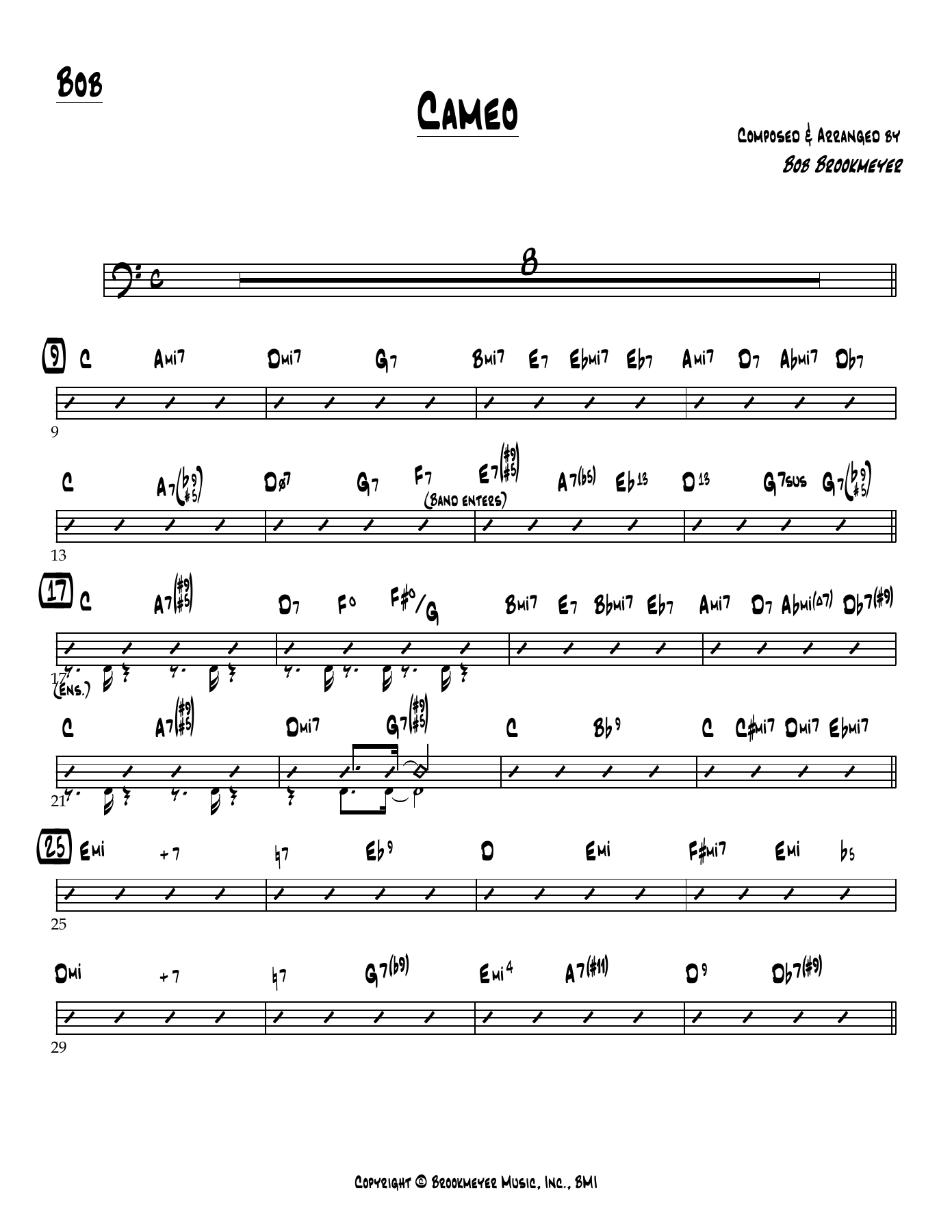 Cameo — Big Band sheet music by B.Brookmeyer | Jazz Standard