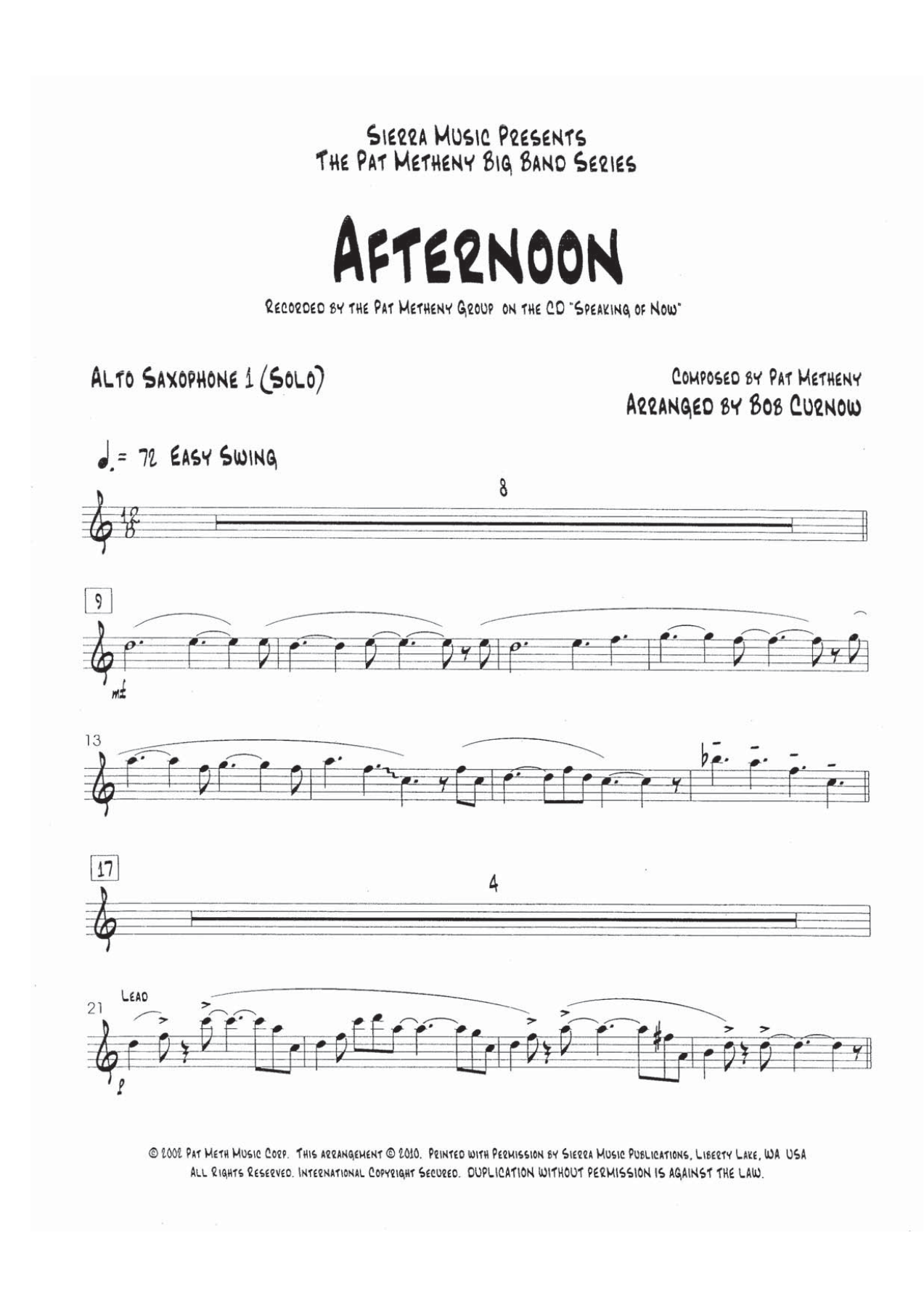 Afternoon (B.Curnow) MP3 — sheet music preview