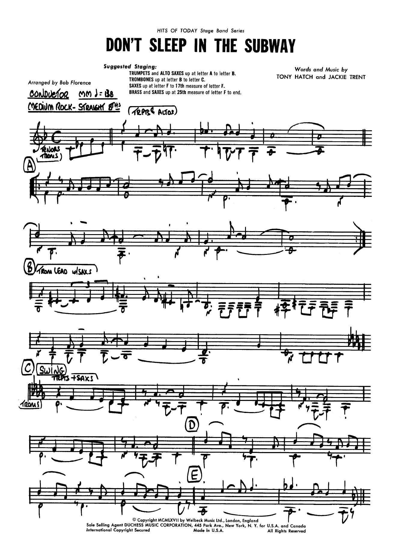 Don't Sleep In The Subway — sheet music preview