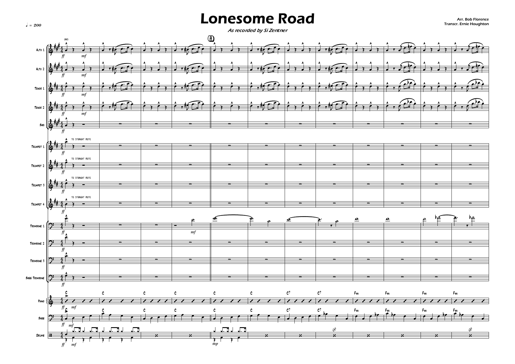 Lonesome Road — sheet music preview