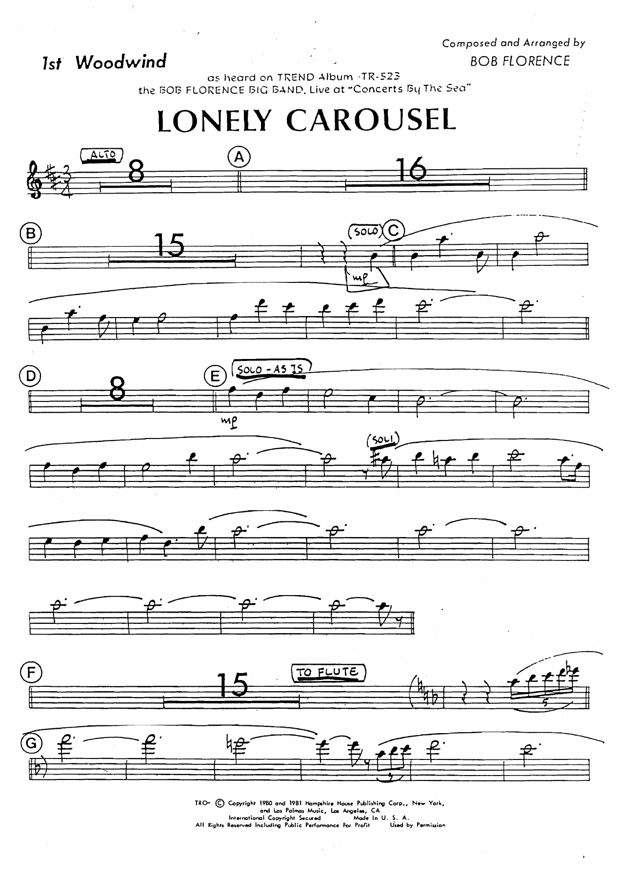 Lonely Carousel (B.Florence) MP3 — sheet music preview