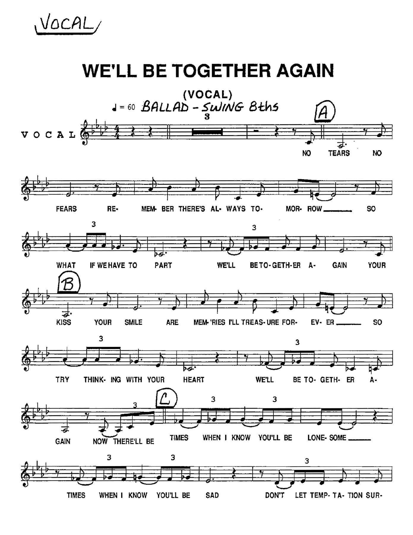 We'll Be Together Again (B.Florence) D.Schuur-C.Basie — sheet music preview