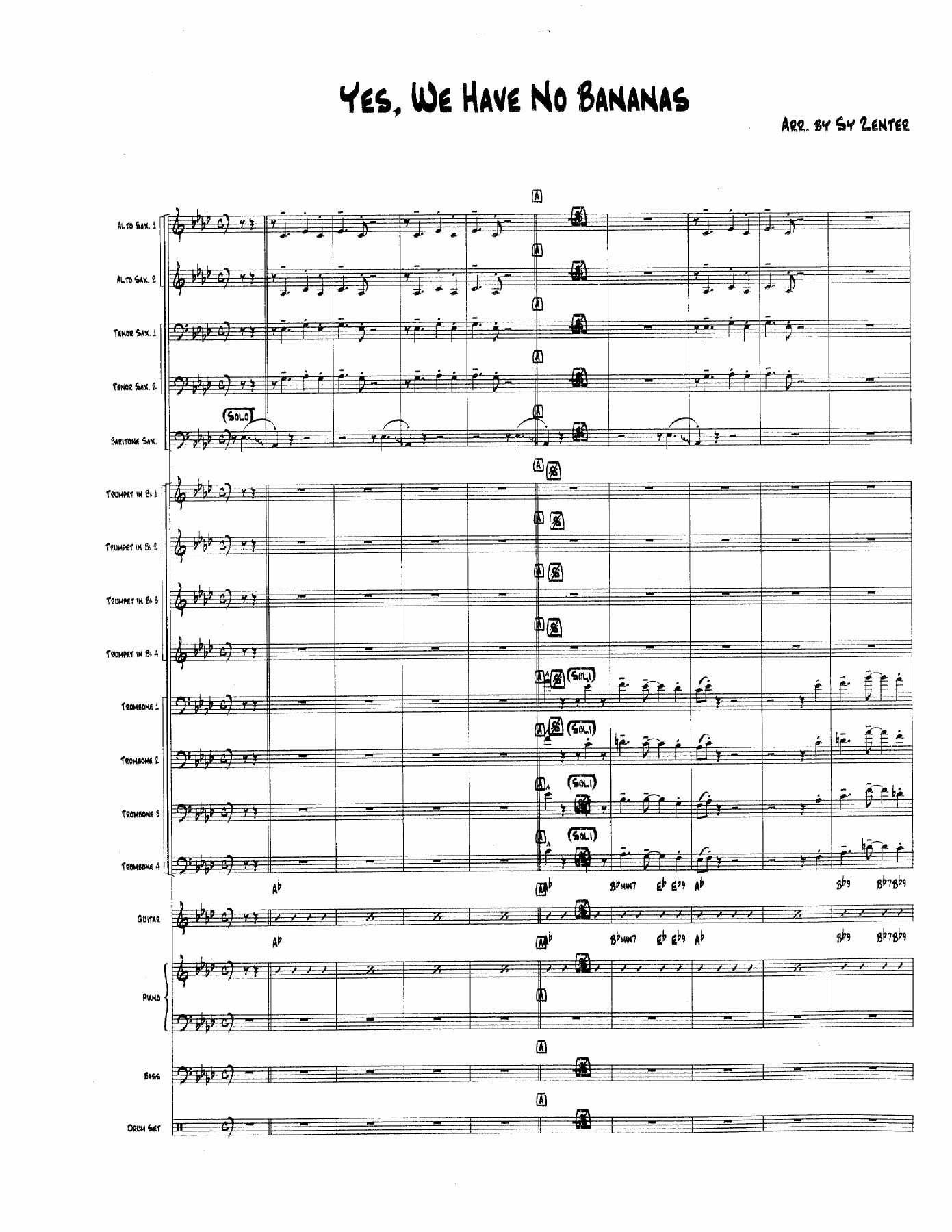Yes, We Have No Bananas (B.Florence) Sy Zenter — sheet music preview