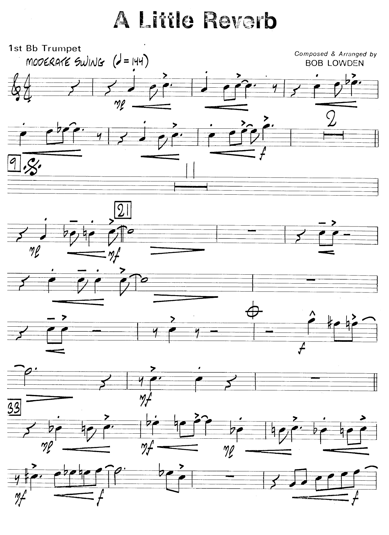 A Little Reverb — sheet music preview