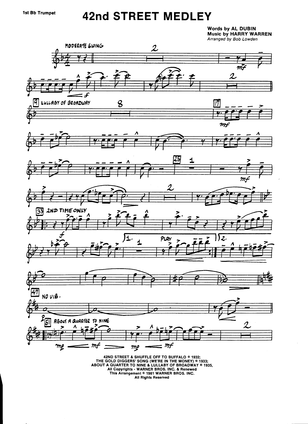 42nd Street Medley — sheet music preview
