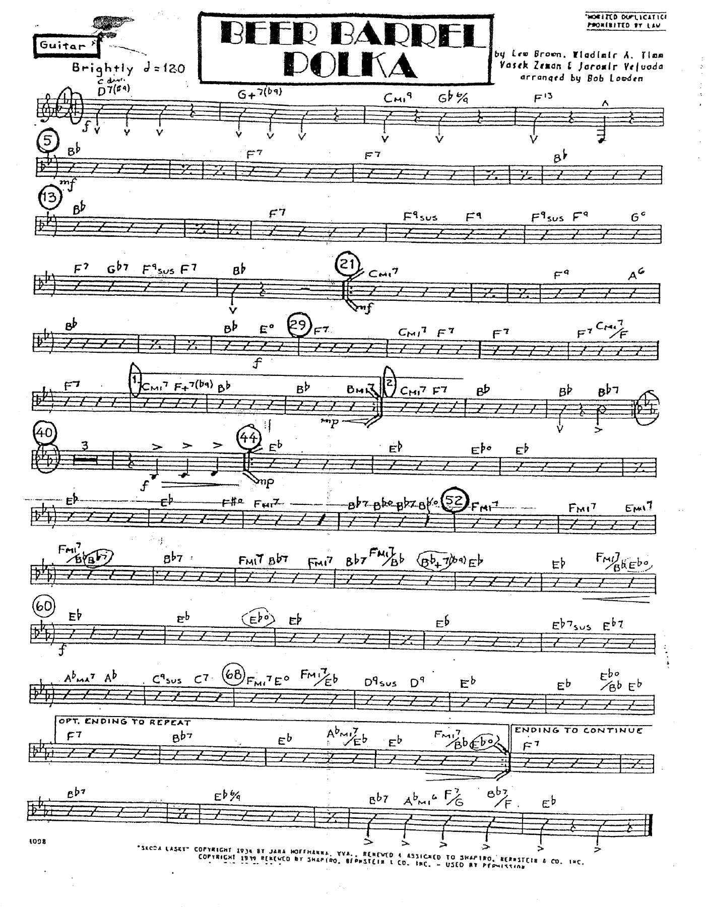Beer Barrel Polka — sheet music preview