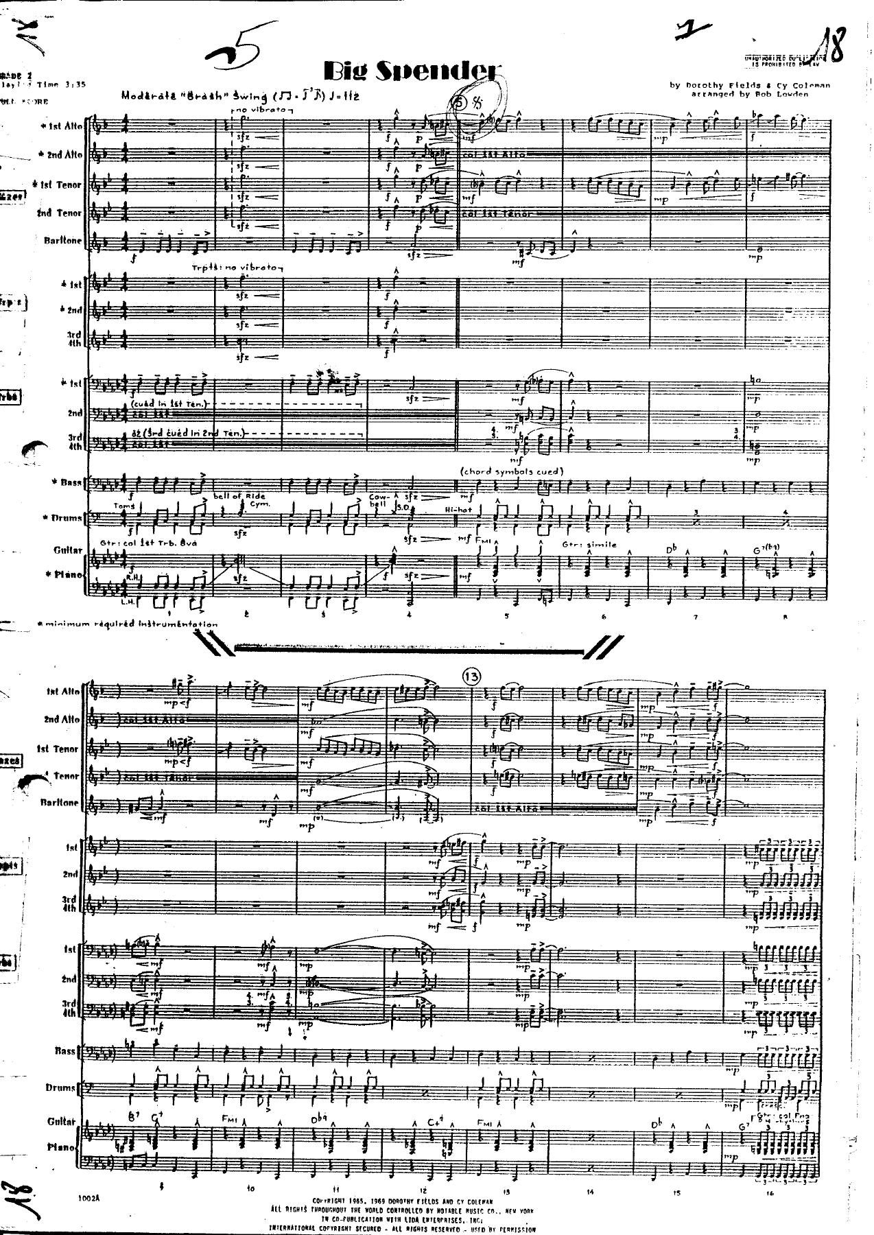 Big Spender — sheet music preview