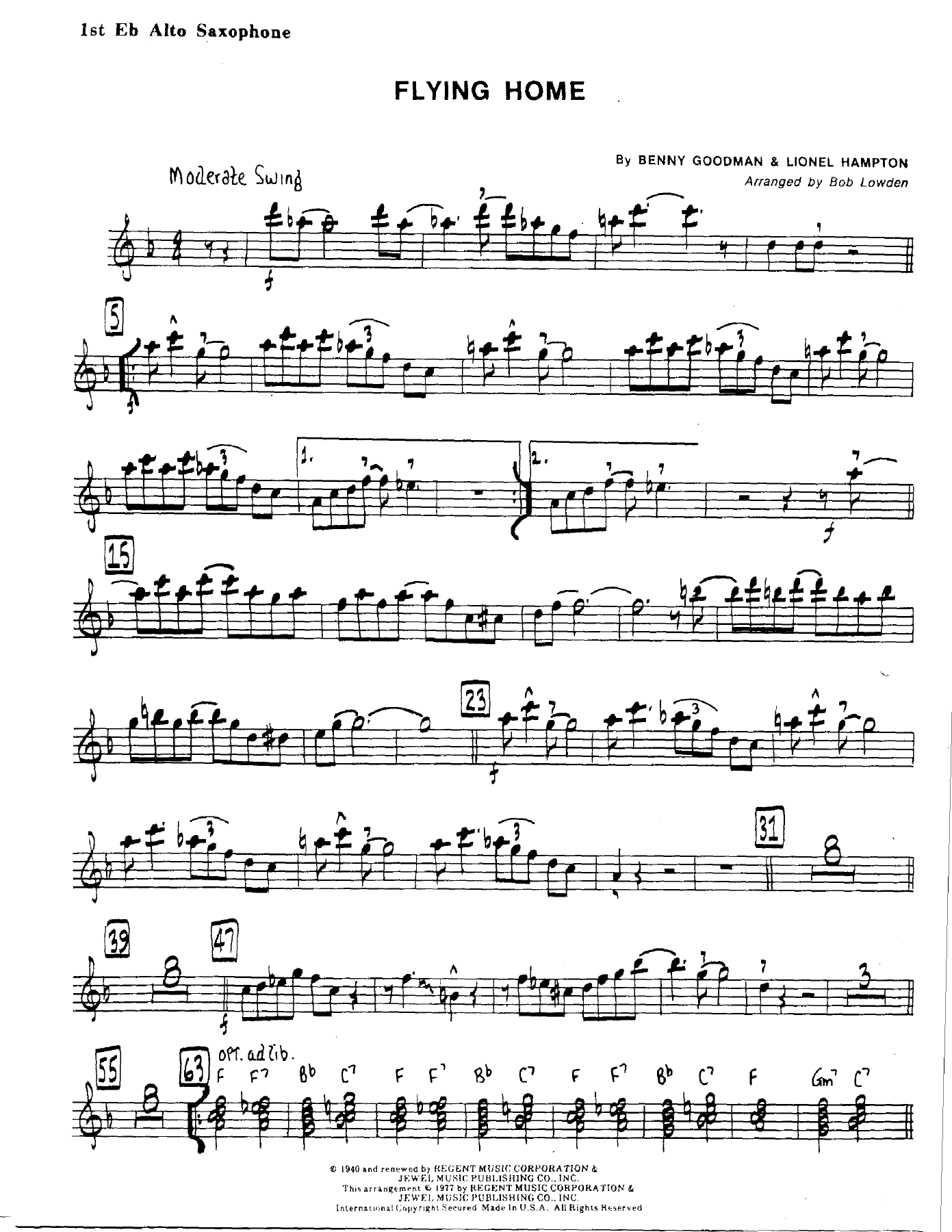 Flying Home — sheet music preview