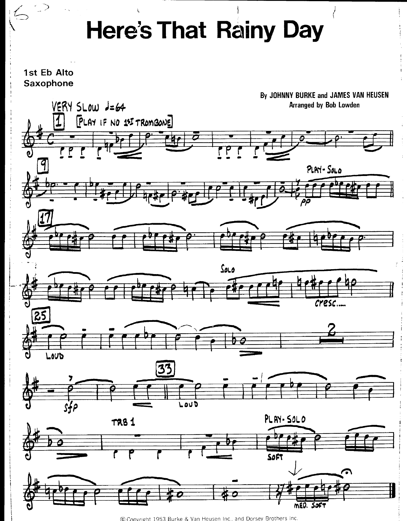 Here's That Rainy Day — sheet music preview