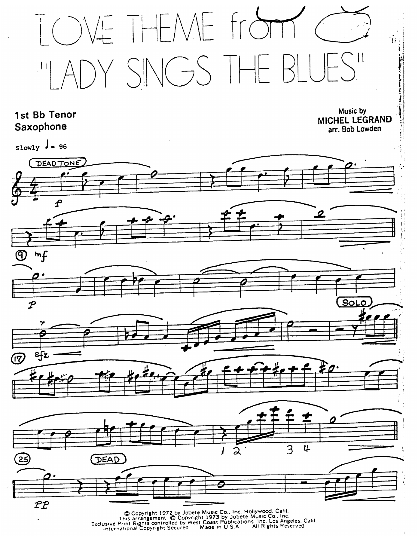 Love Theme From Lady Sings The Blues — sheet music preview