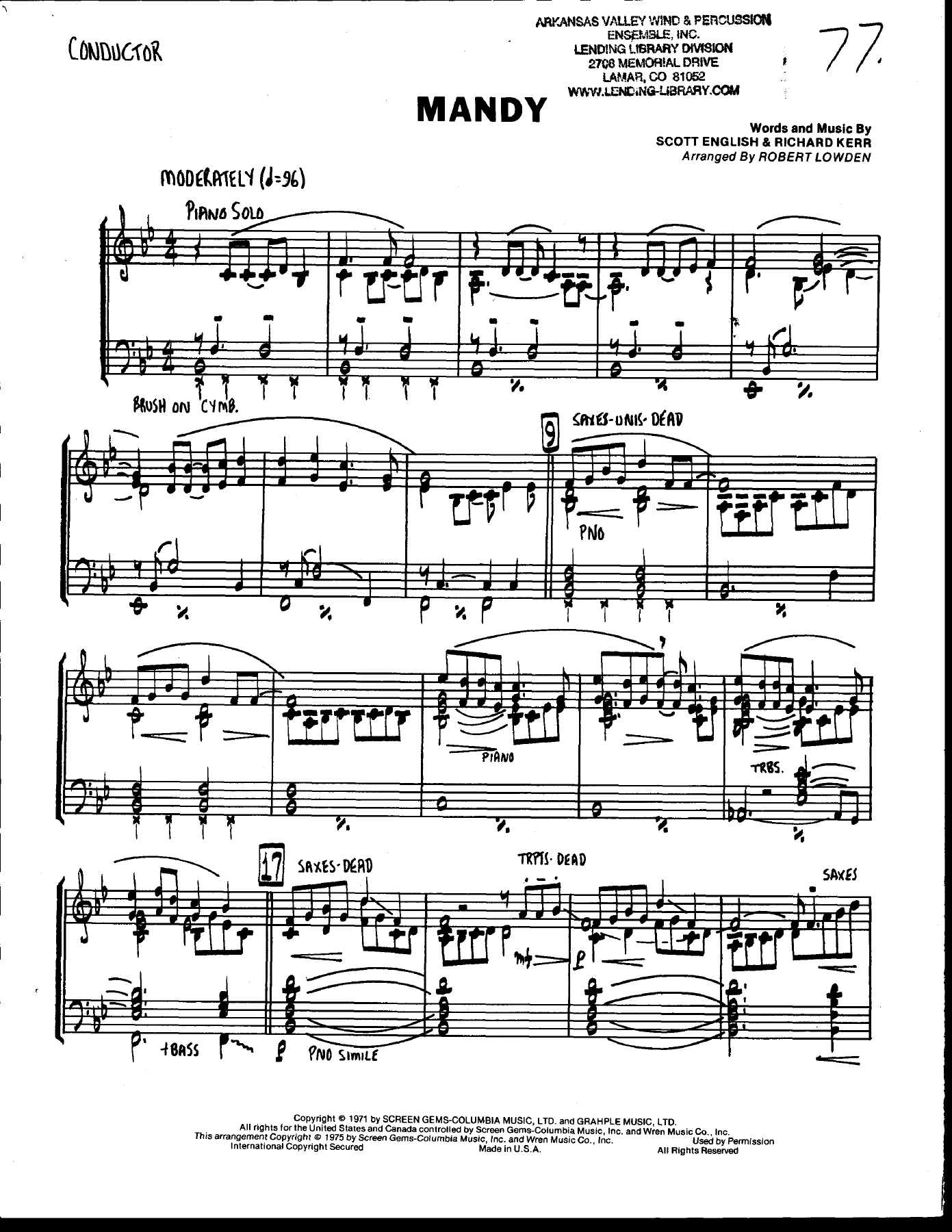 Mandy — sheet music preview