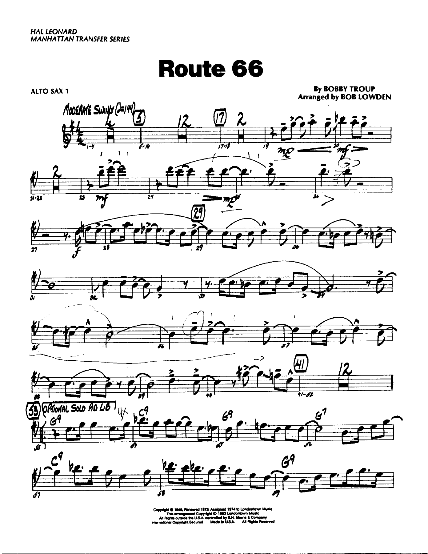Route 66 — sheet music preview