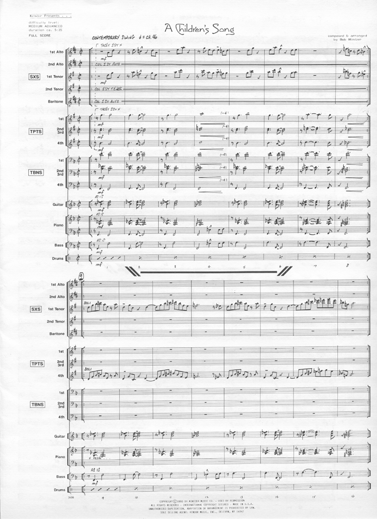 A Childrens Song (B.Mintzer) MP3 — sheet music preview