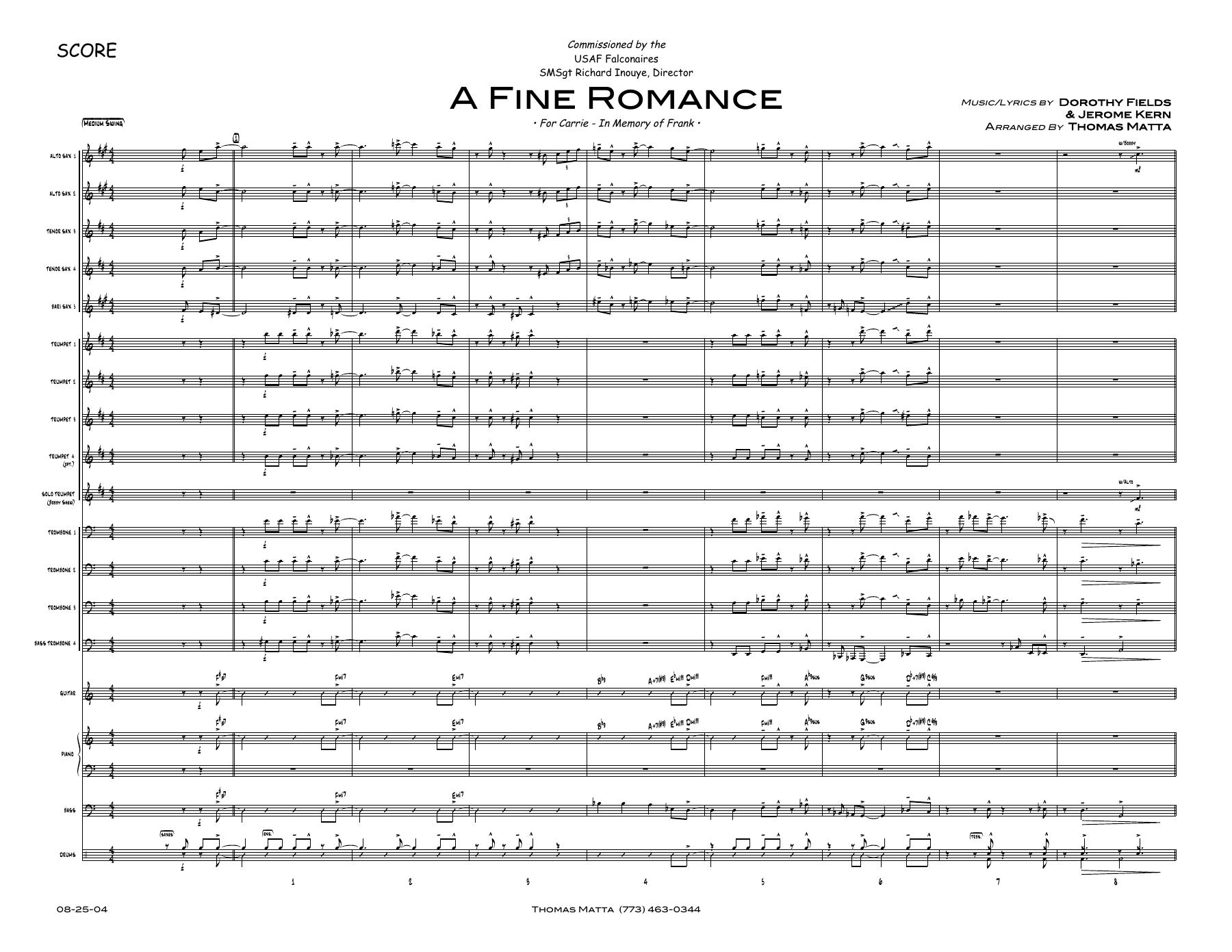 A Fine Romance (T.Matta) B.Shew — sheet music preview