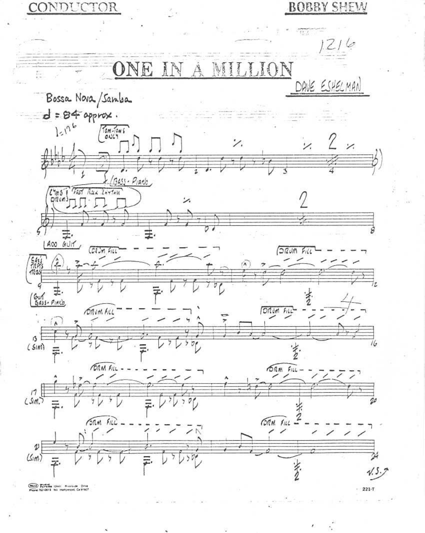 One In A Million (D.Eshelman) B.Shew — sheet music preview