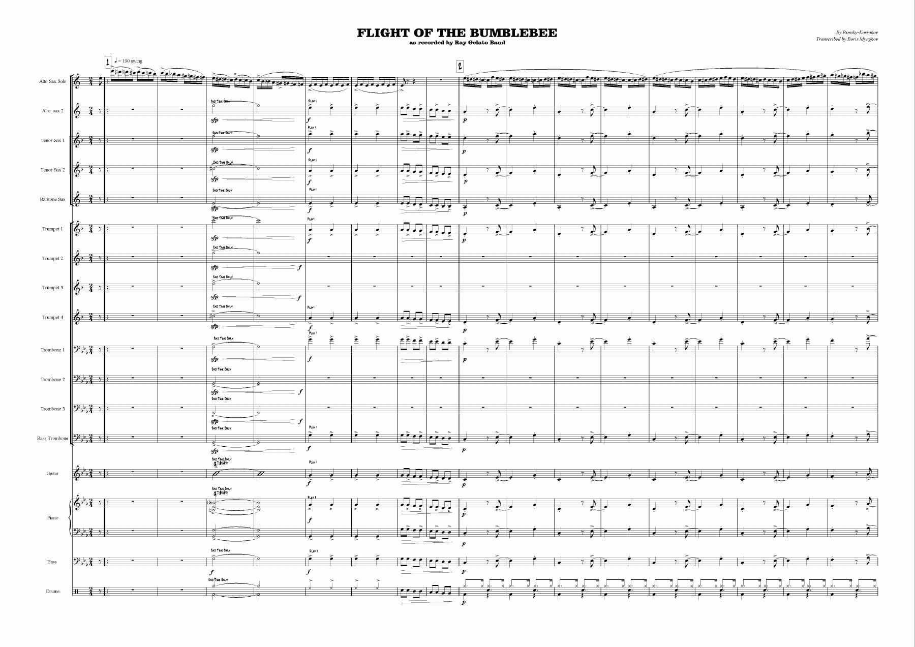 Flight Of The Bumblebee (B.Myagkov) Ray Gelato — sheet music preview