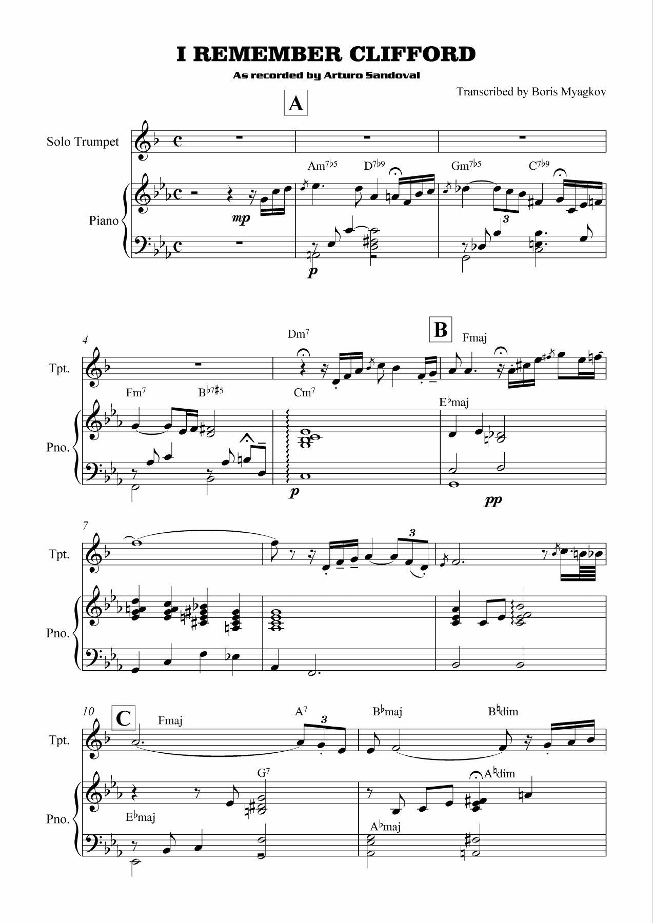I remember Clifford — sheet music preview