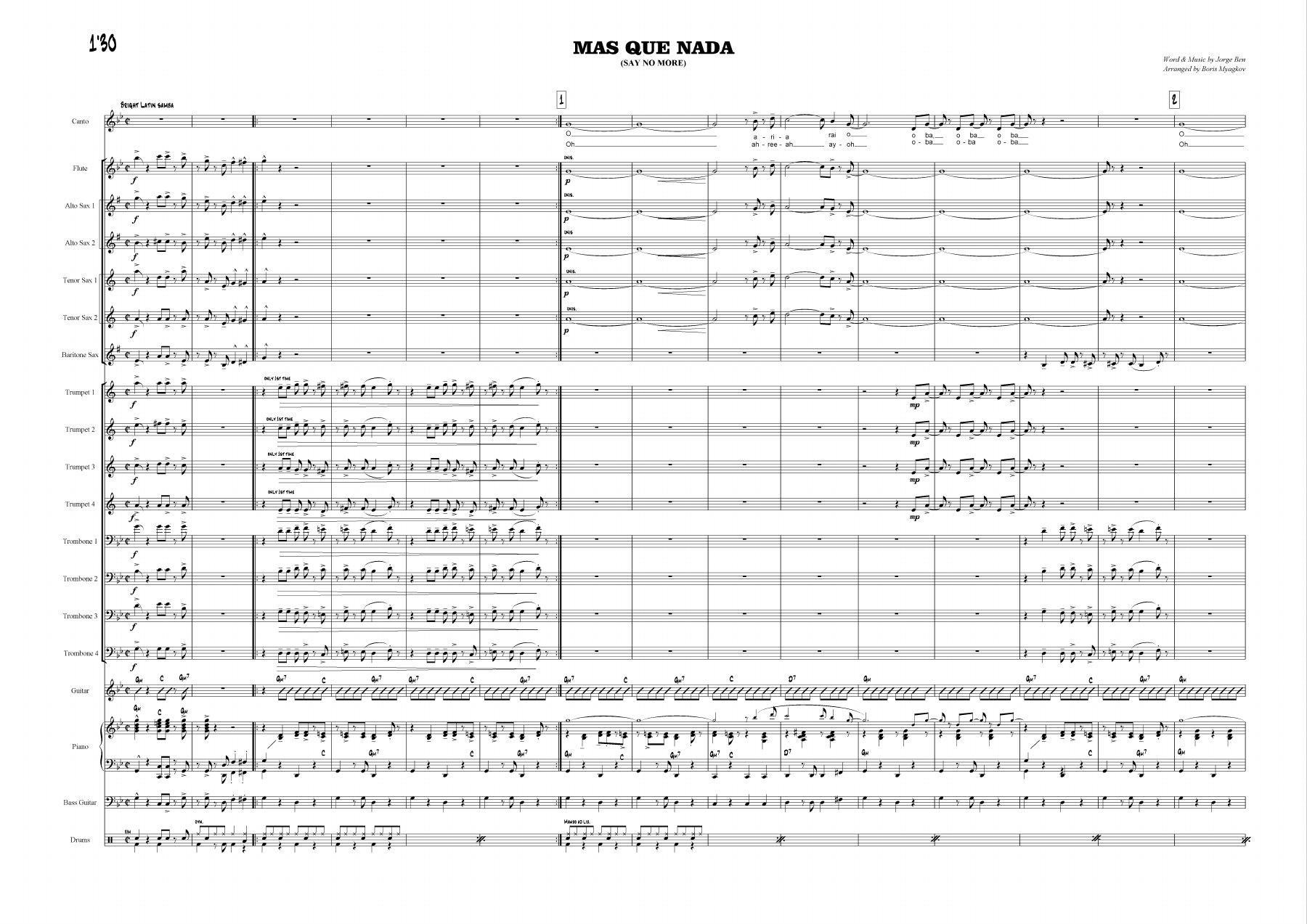 Mas Que Nada — sheet music preview