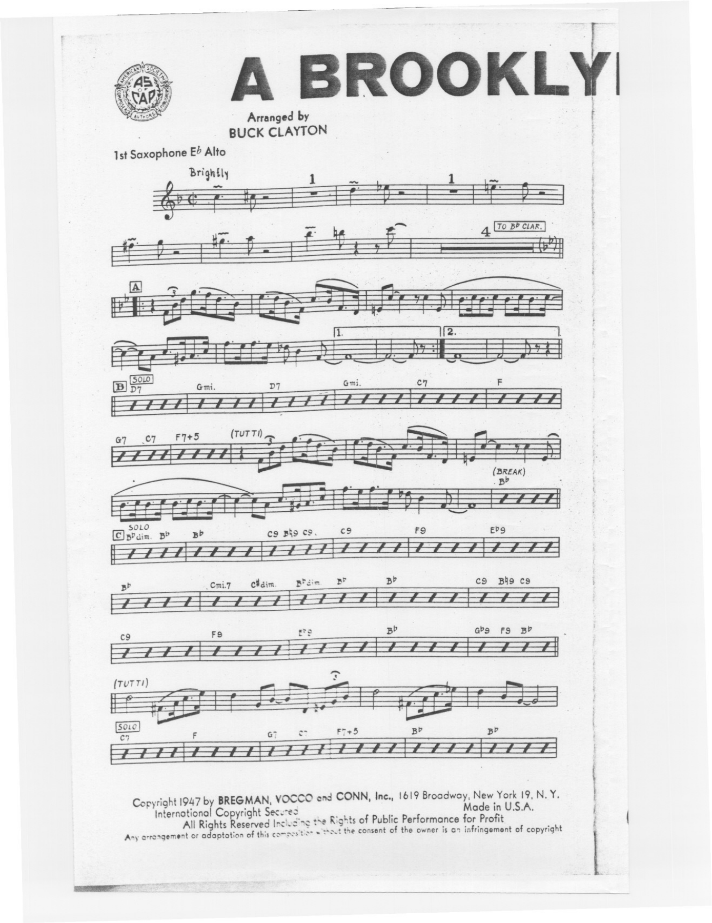 A Brooklyn Breeze — sheet music preview
