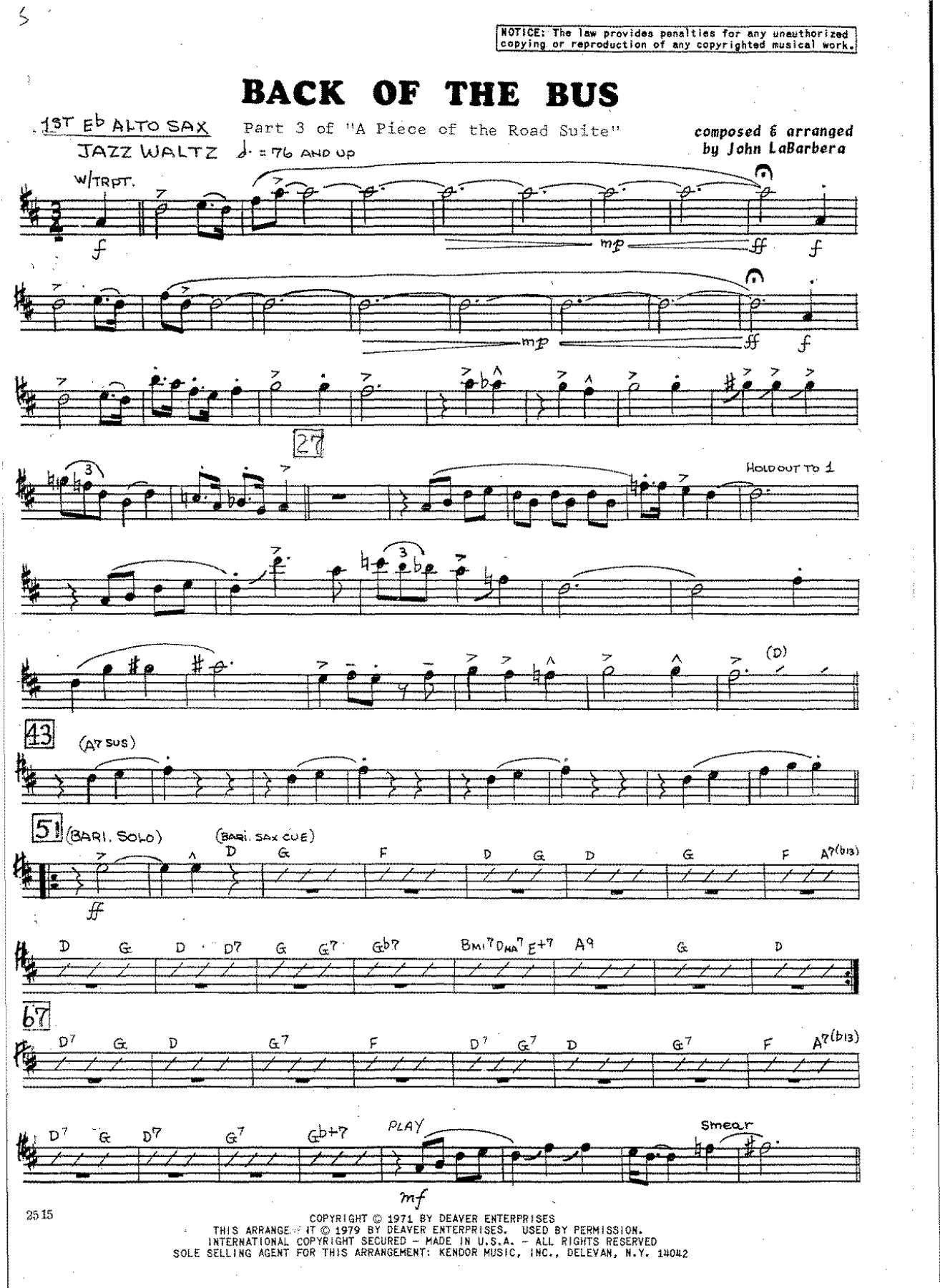 Back Of The Bus (J.LaBarbera) (B.Rich — Big Band sheet music by Buddy Rich | Jazz Standard