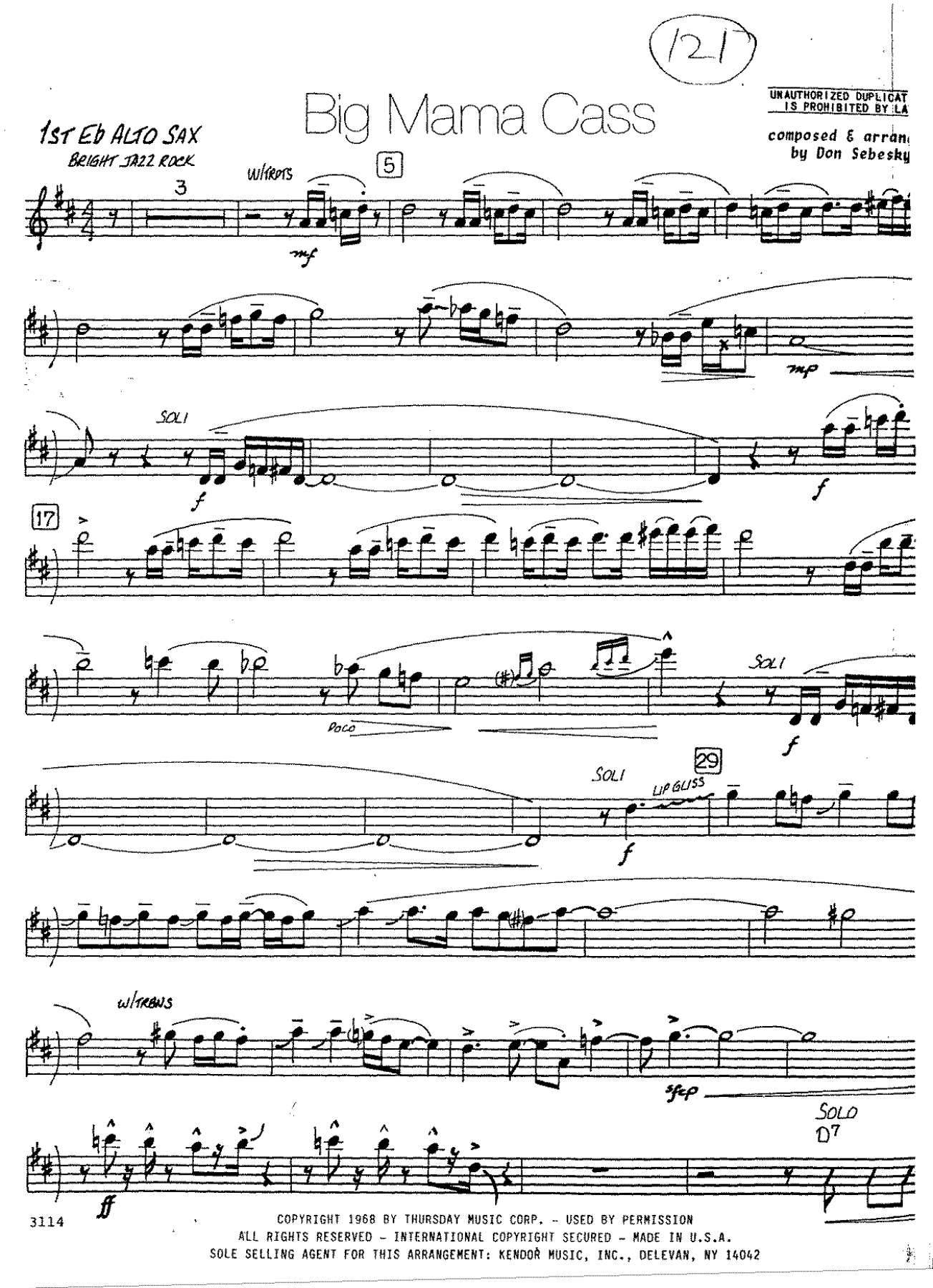 Big Mama Cass (D.Sebesky) B.Rich — sheet music preview