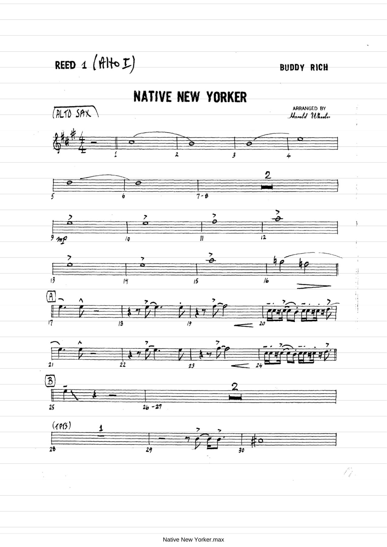 Native New Yorker (H.Wheeler) B.Rich — sheet music preview