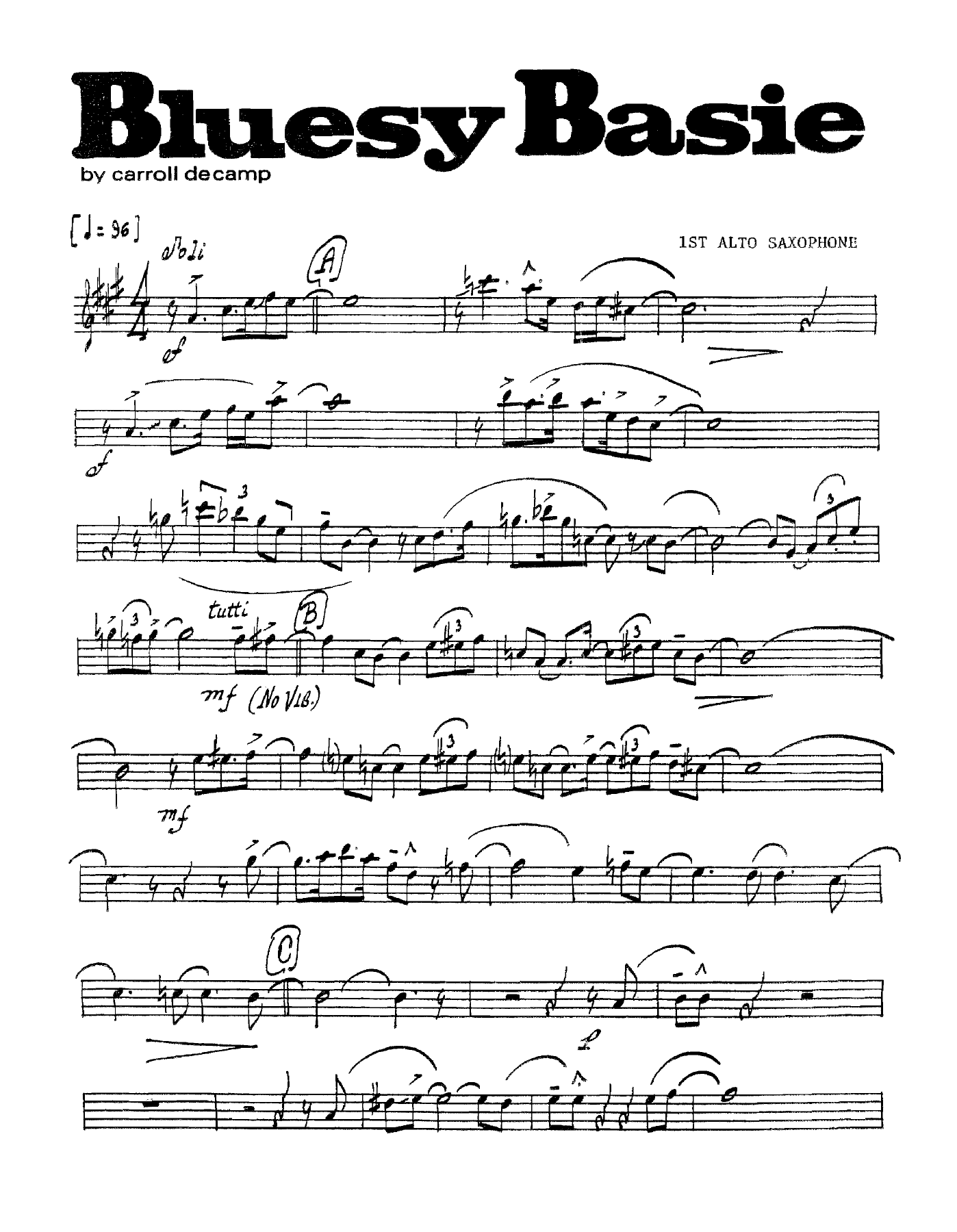 Bluesy Basie — sheet music preview