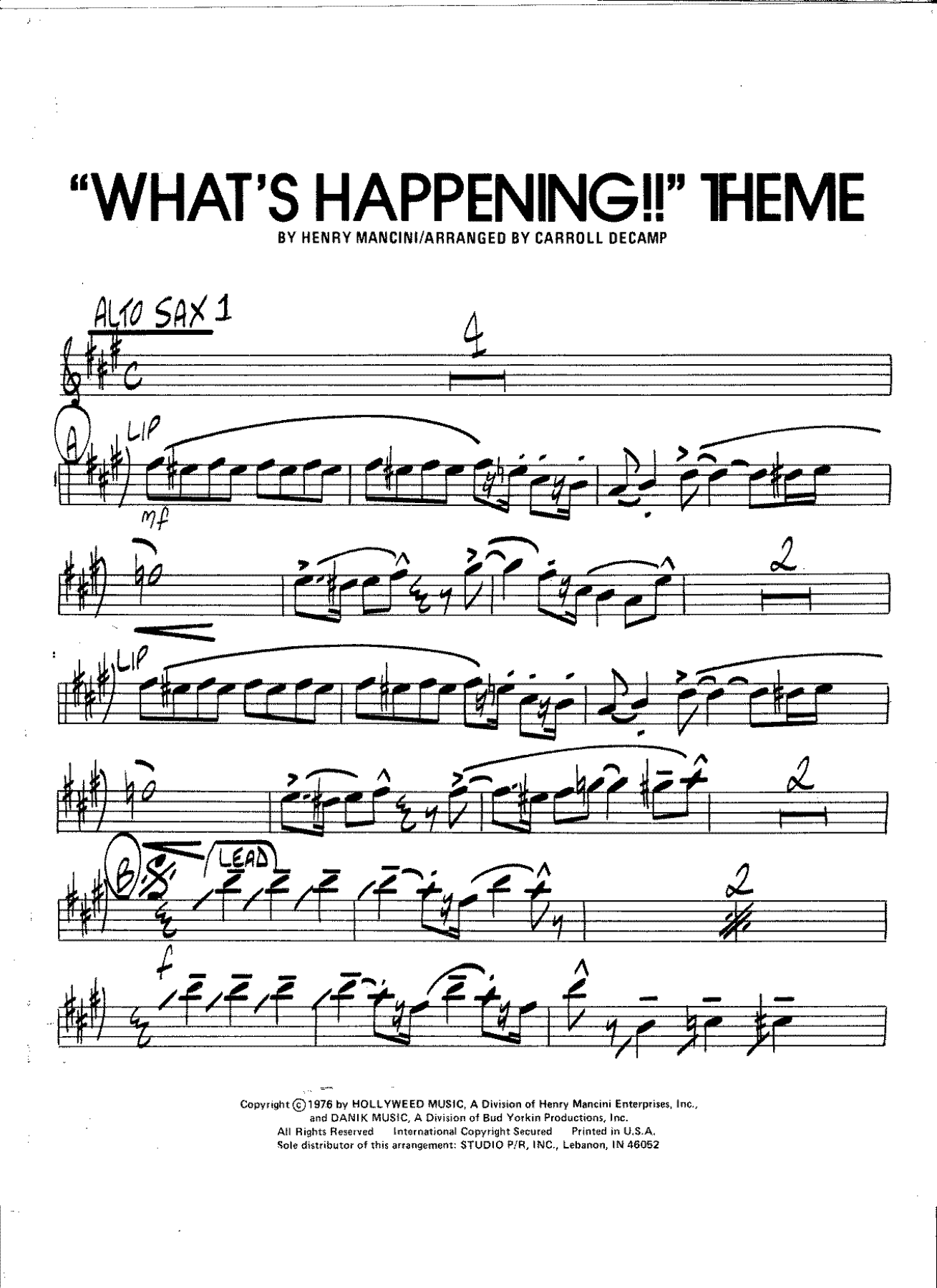 What's Happening Theme — sheet music preview