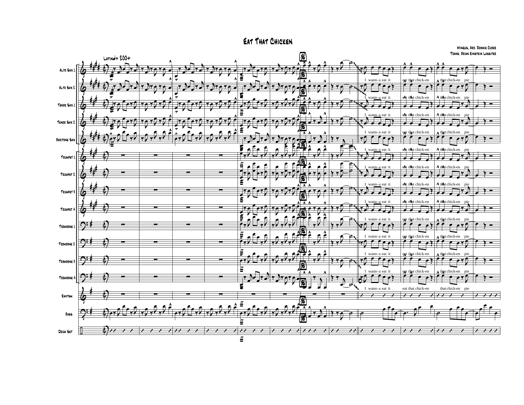 Eat That Chicken (R.Cuber) C.Mingus. MP3 — sheet music preview