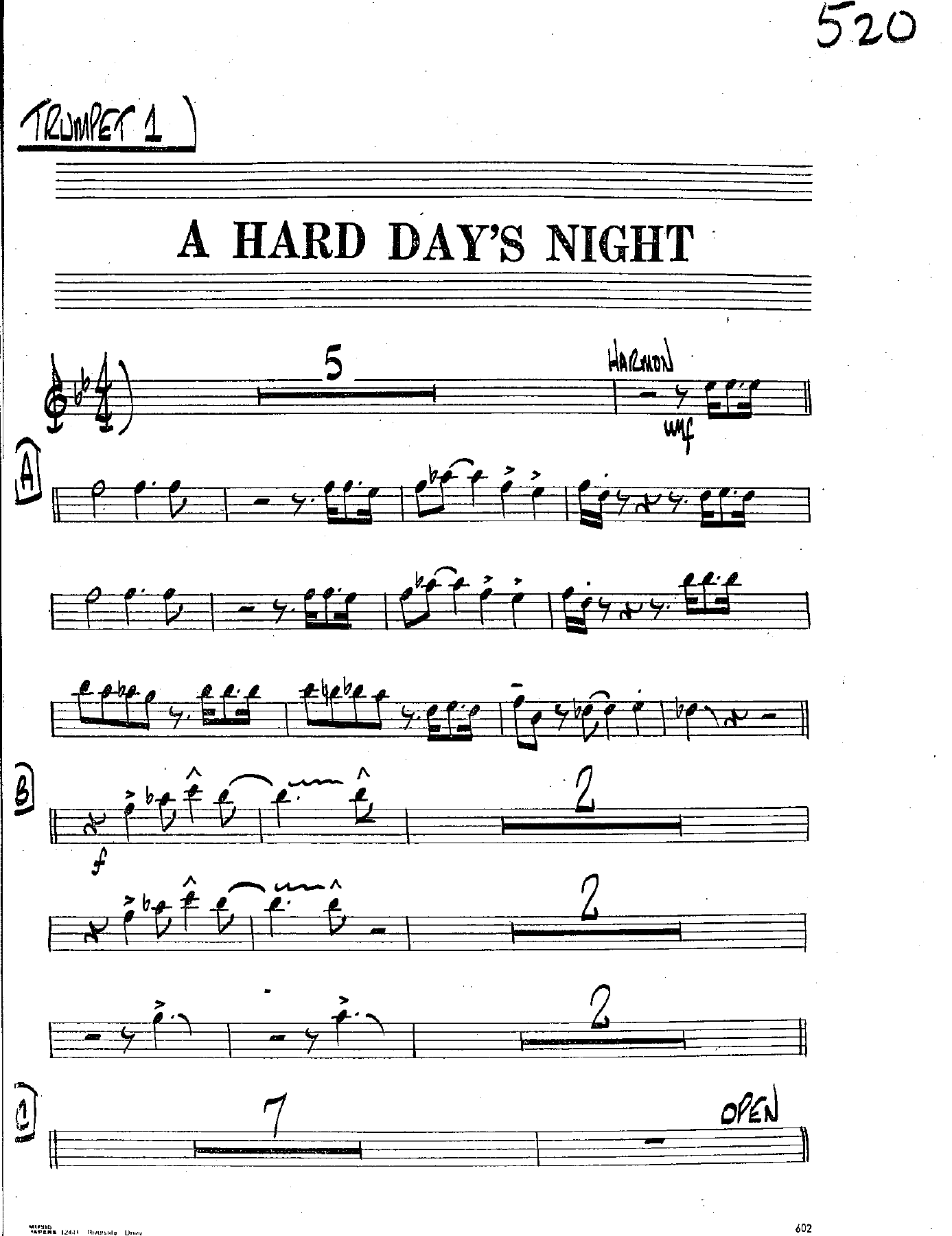 A Hard Day's Night (C.O'Farrill) 2 — sheet music preview