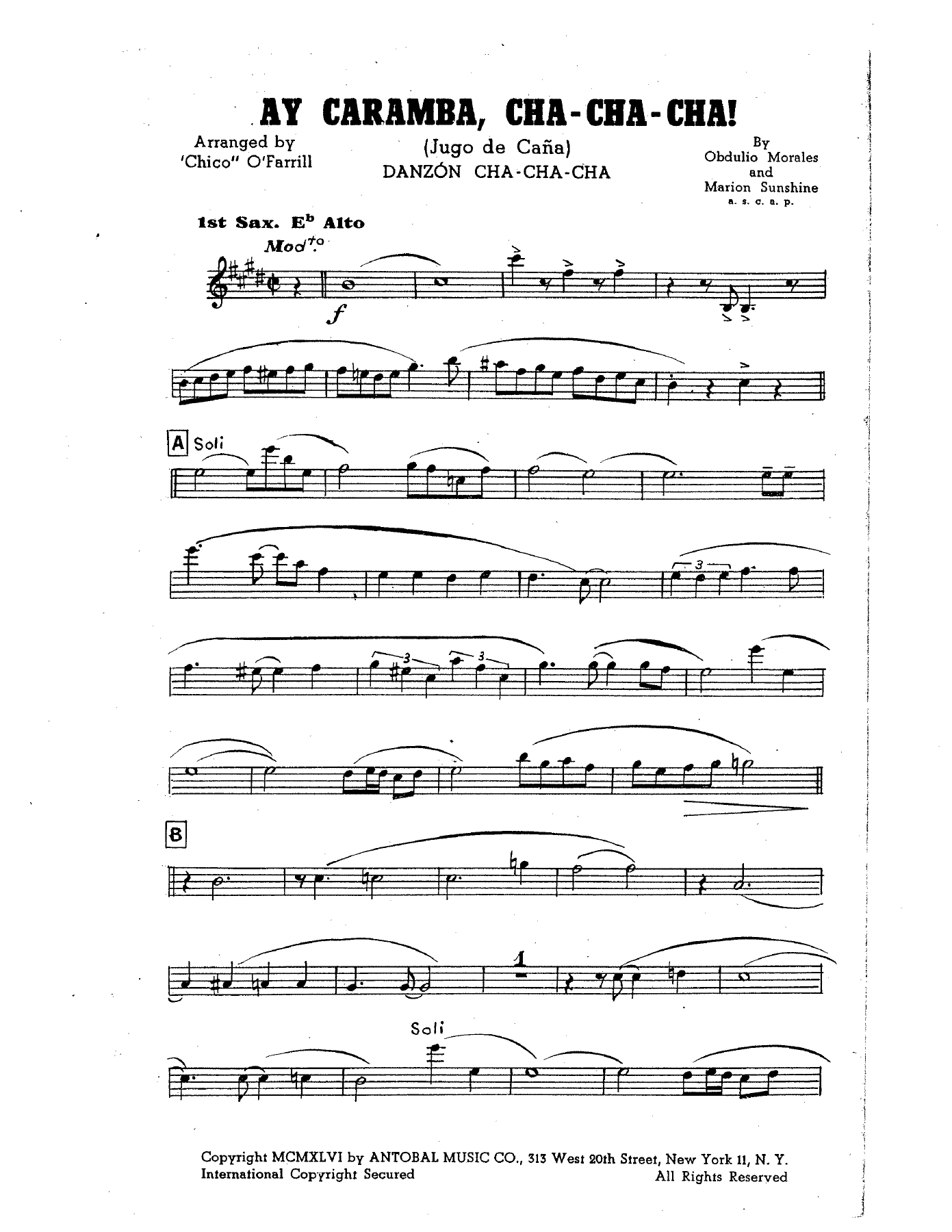 Ay Caramba Cha Cha — sheet music preview