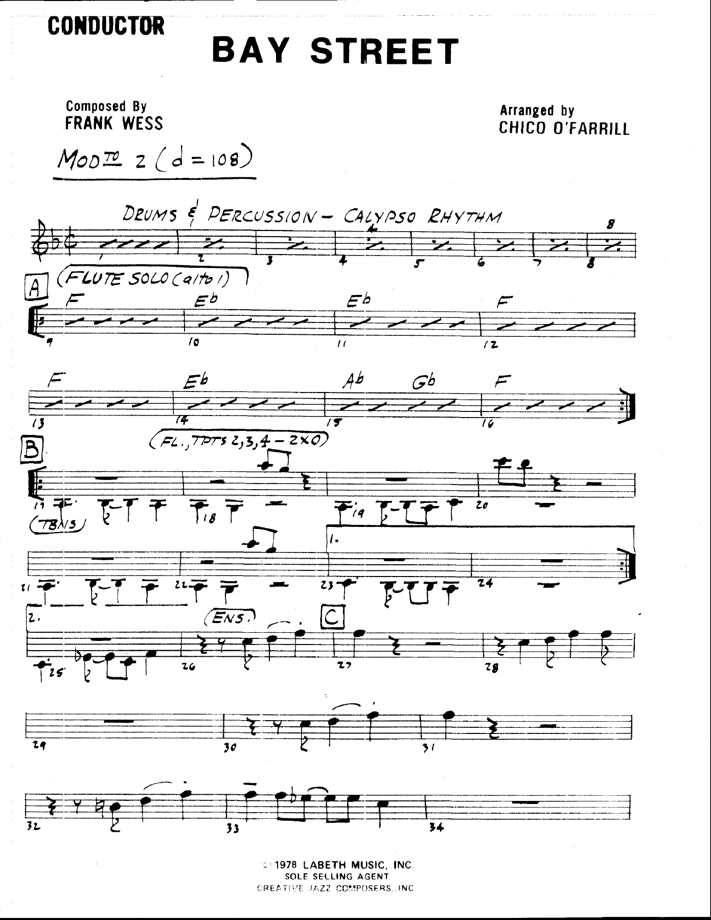 Bay Street (C.O'Farrill) F.Wess — sheet music preview