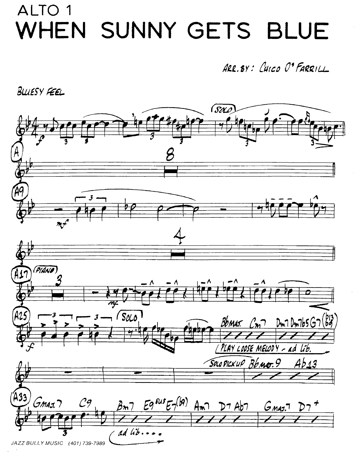 When Sunny Gets Blue — sheet music preview
