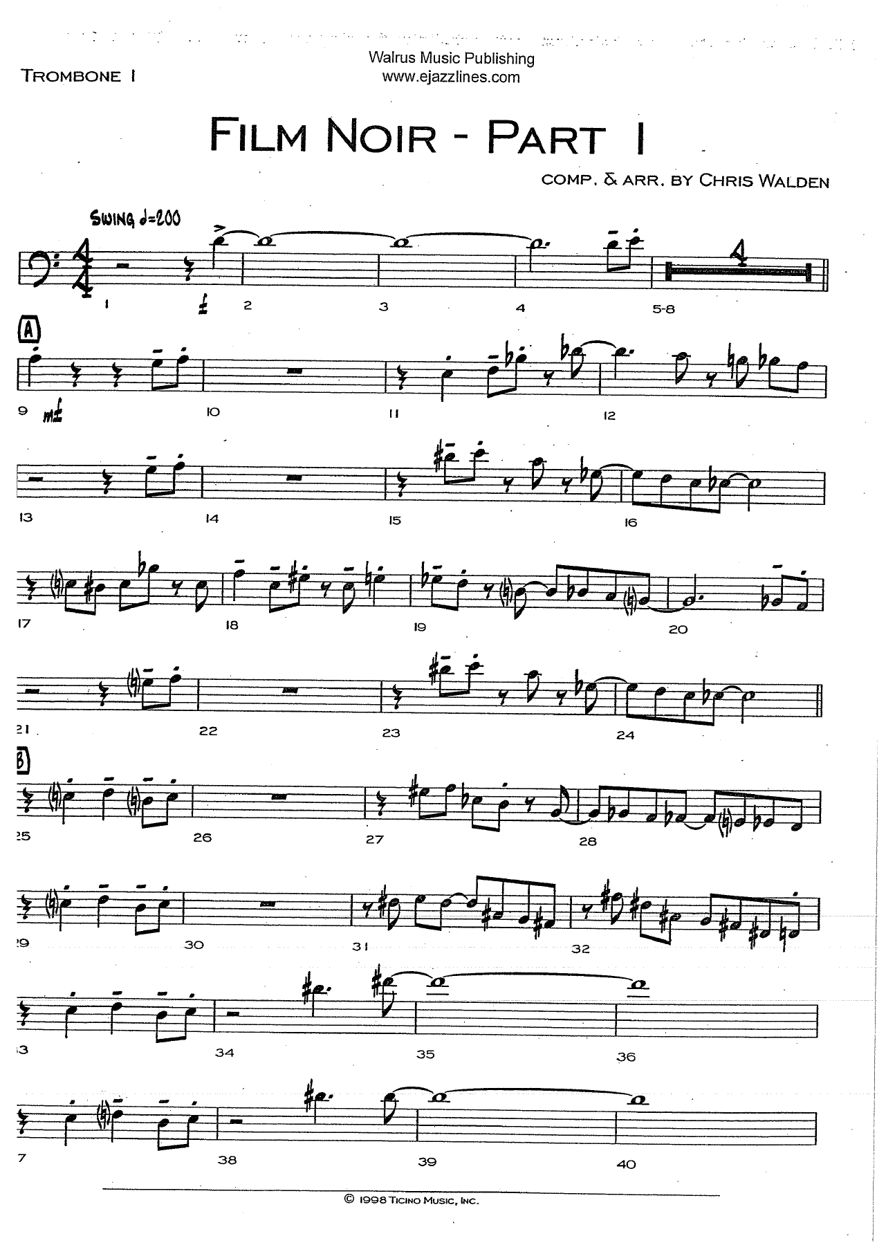 Film Noir-Part I (C.Walden) MP3 — sheet music preview