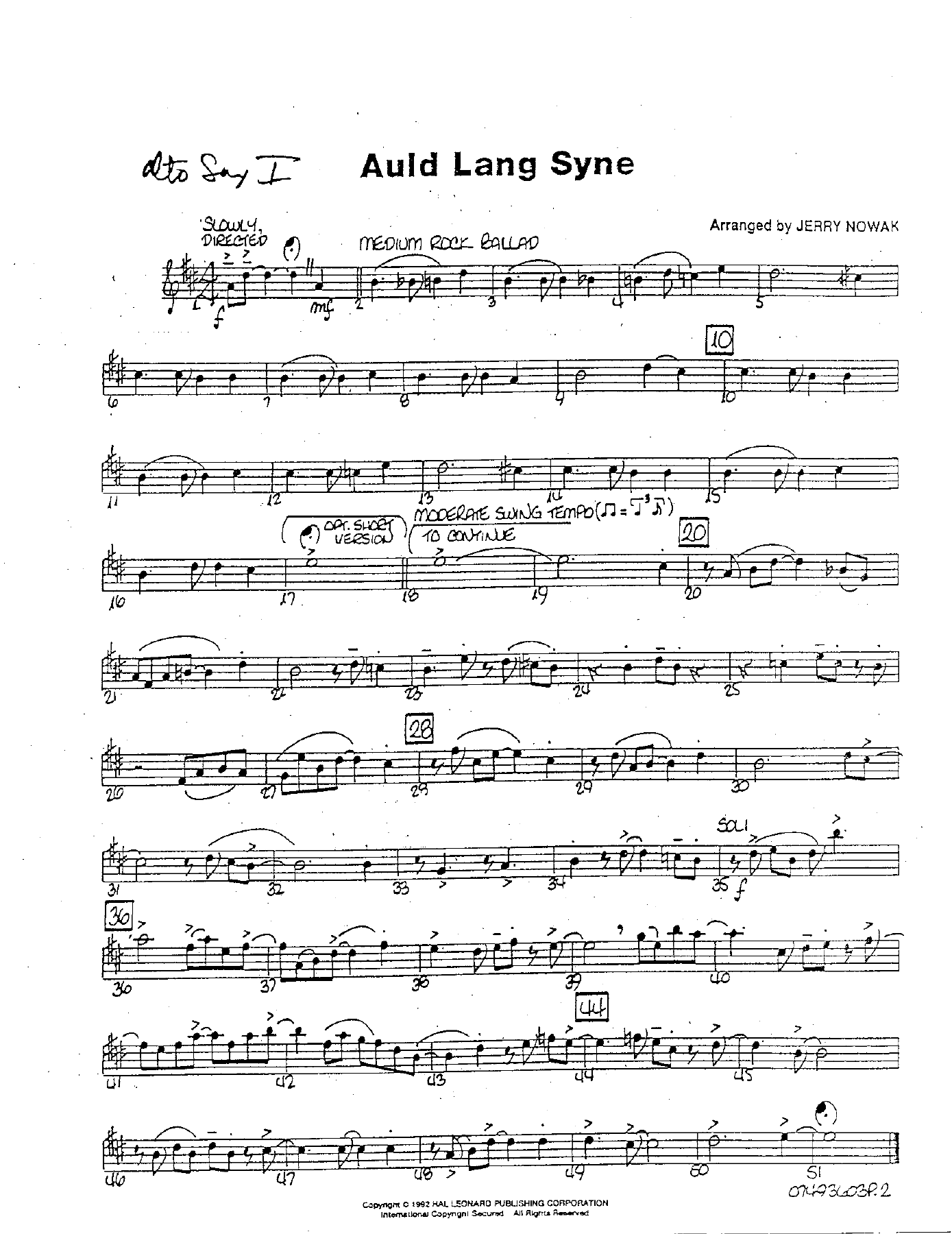 Auld Lang Syne — sheet music preview