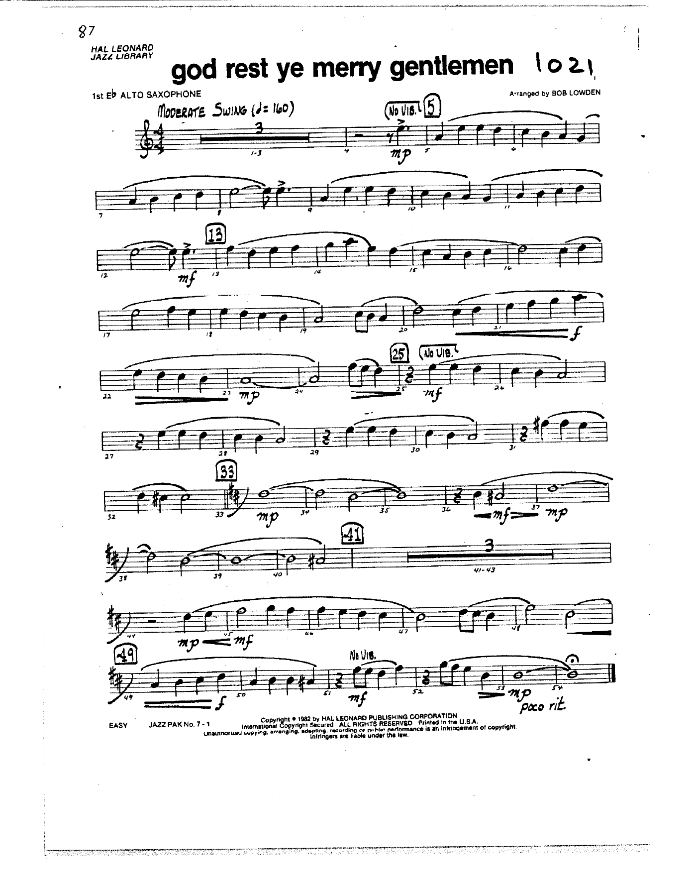 God Bless Ye Merry Gentlemen — Big Band sheet music by B.Lowden | Jazz Standard