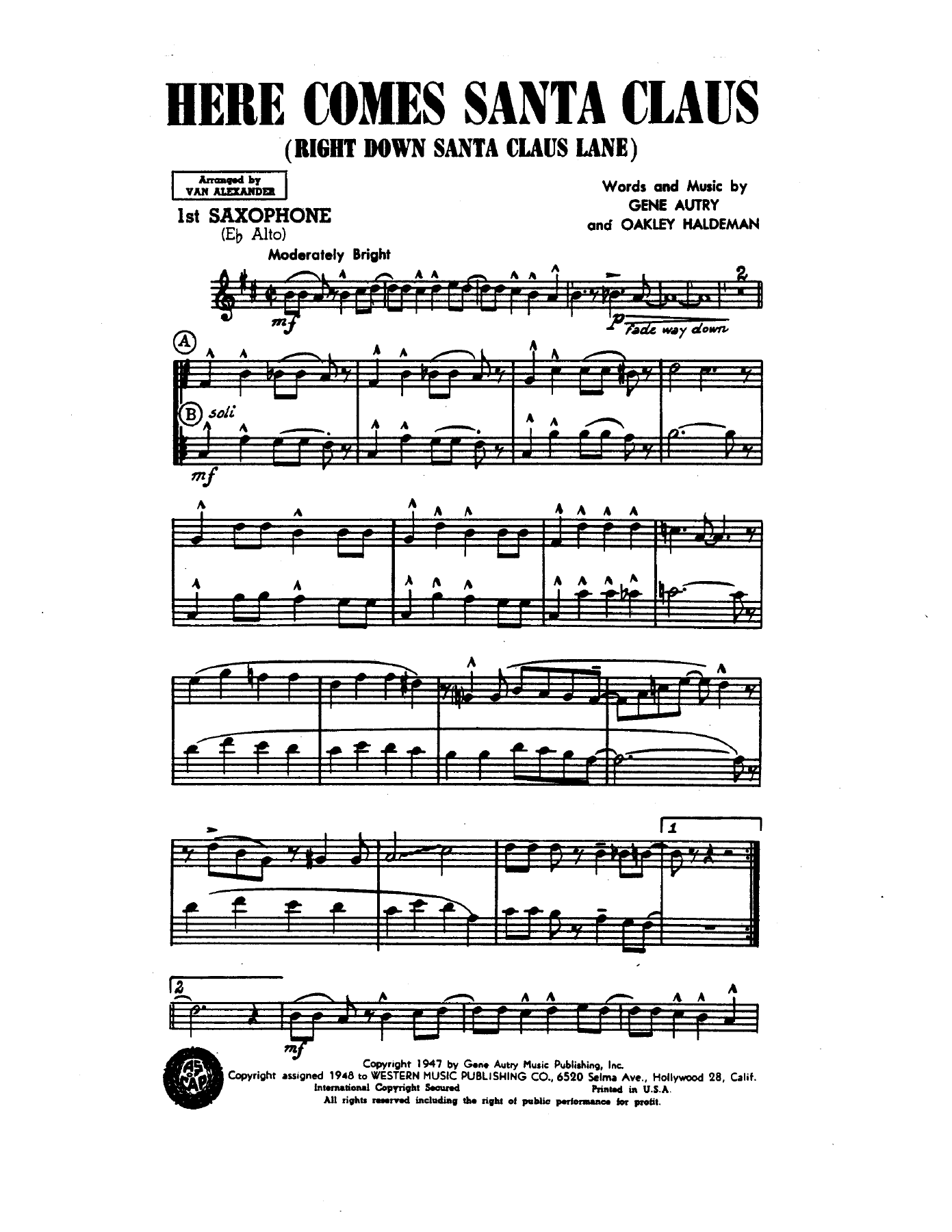Here Comes Santa Claus — sheet music preview