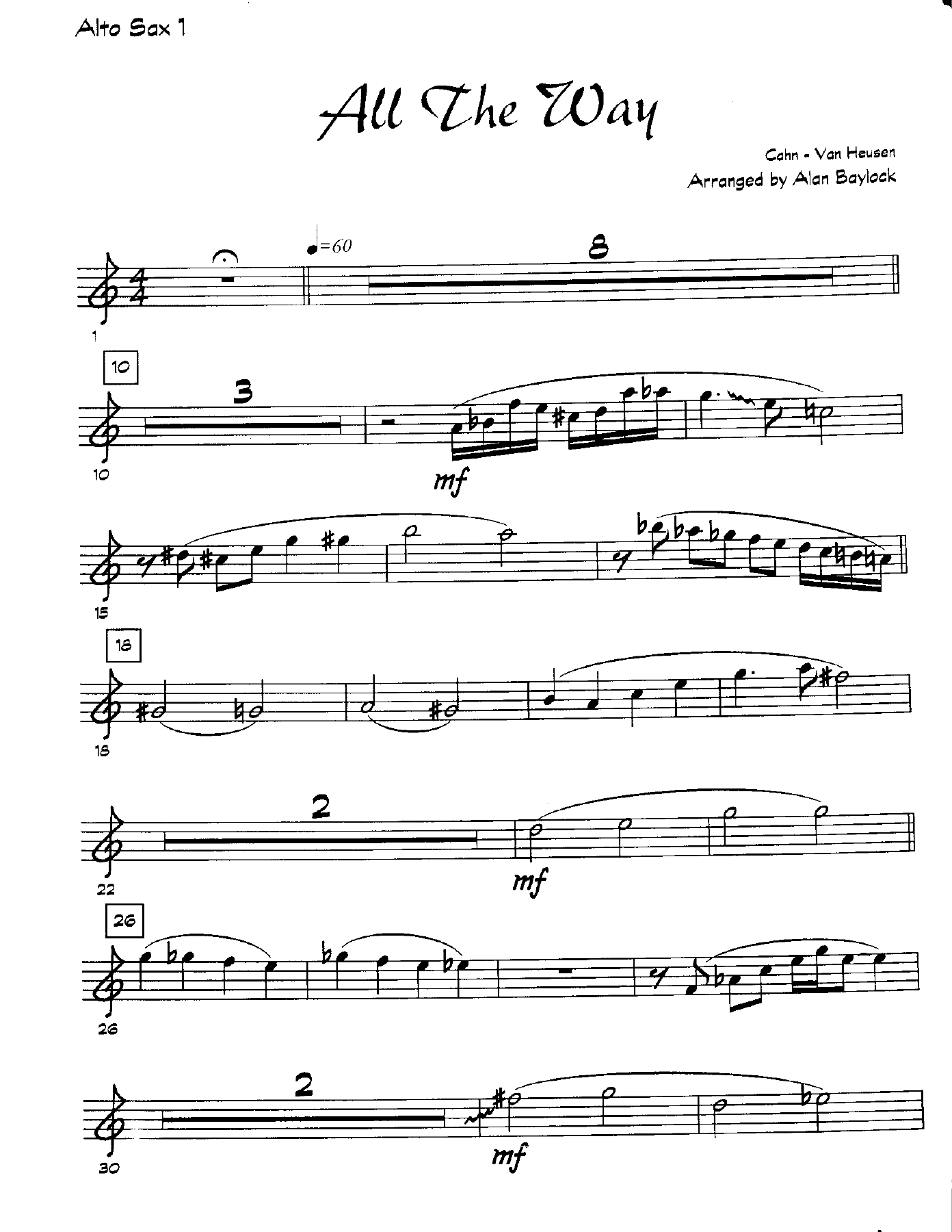 All The Way — sheet music preview